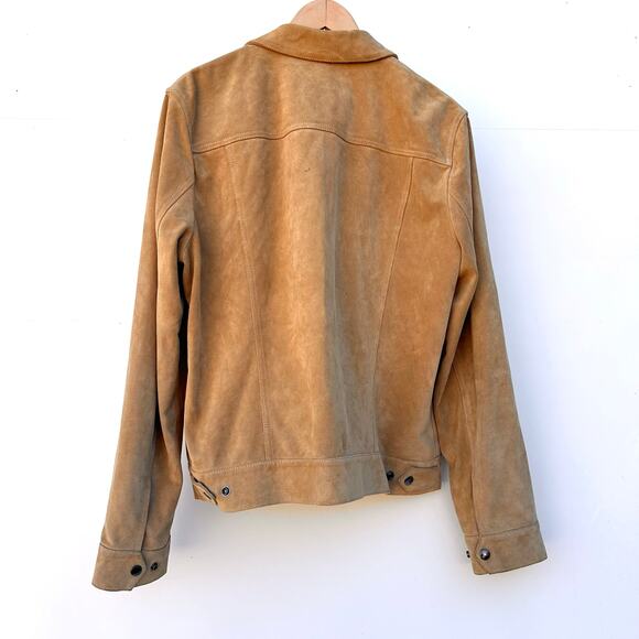 Todd Snyder Men’s Italian Suede Dylan Trucker Jacket Cappuccino Tan XL - Picture 4 of 7